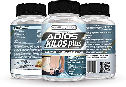 Adiós Kilos Plus | La revolución en pérdida de peso | Potente e innovador adelgazante | Reductor del apetito | Quemagrasas eficaz | Estimulante natural del metabolismo | 100 cápsulas vegetales