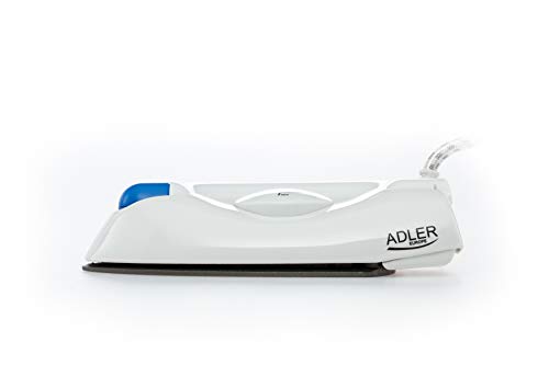 Adler AD-5015 Plancha de Viaje, 700 W, 0 Decibeles, Acero Inoxidable, Blanco/Azul