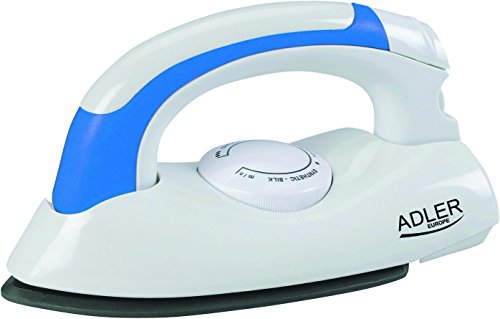 Adler AD-5015 Plancha de Viaje, 700 W, 0 Decibeles, Acero Inoxidable, Blanco/Azul