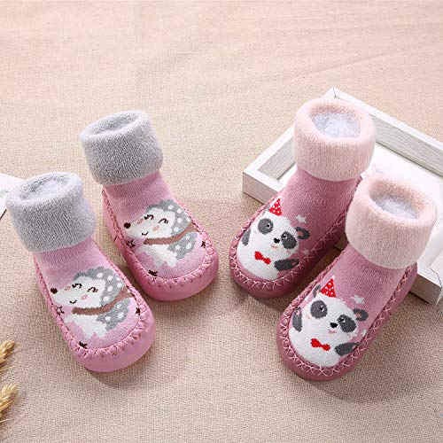 Adorel Calcetines Zapatos Antideslizantes Forros Bebé 2 Pare Erizo y Panda 23 (Tamaño del Fabricante 15)