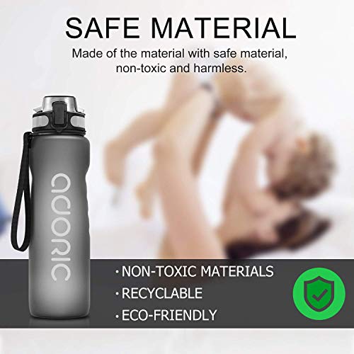 ADORIC Botella Agua Deporte Botella Agua Gimnasio Plastico con Filtro 500ml a 1000ml - No Tóxico sin BPA con Tapa Abatible (Gris 1000ml) ADORIC Botella Agua Deporte Botella Agua Gimnasio Plastico con Filtro 500ml a 1000ml - No Tóxico sin BPA con Tapa Abatible (Gris 1000ml)