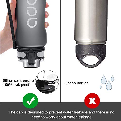 ADORIC Botella Agua Deporte Botella Agua Gimnasio Plastico con Filtro 500ml a 1000ml - No Tóxico sin BPA con Tapa Abatible (Gris 1000ml) ADORIC Botella Agua Deporte Botella Agua Gimnasio Plastico con Filtro 500ml a 1000ml - No Tóxico sin BPA con Tapa Abatible (Gris 1000ml)