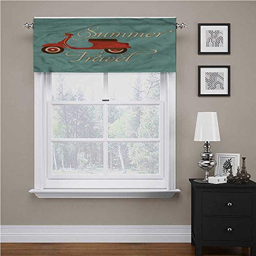 Adorise - Cortinas para ventana de los años 60, para verano, viajes, scooters, bicicleta, habitación, oscurecimiento, cortina, cenefa para ventana, sala de estar, comedor, baño, 106,7 x 45,7 cm