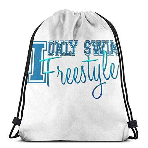 AEMAPE I Only Swim Freestyle Mochila Deportiva Plegable Impermeable Bolsa de Gimnasio Saco Mochila con cordón 36x43 cm