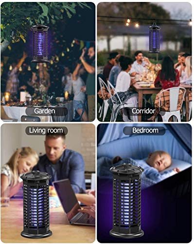 Aerb Lámpara Antimosquitos, LED Mosquito Lámpara Trampa, 10W de Luz UV, 1000V Potencia de Alto Voltaje, Matar Mosquitos, Moscas, Polillas, Hogar, para 400 sq ft