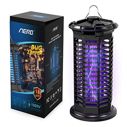 Aerb Lámpara Antimosquitos, LED Mosquito Lámpara Trampa, 10W de Luz UV, 1000V Potencia de Alto Voltaje, Matar Mosquitos, Moscas, Polillas, Hogar, para 400 sq ft