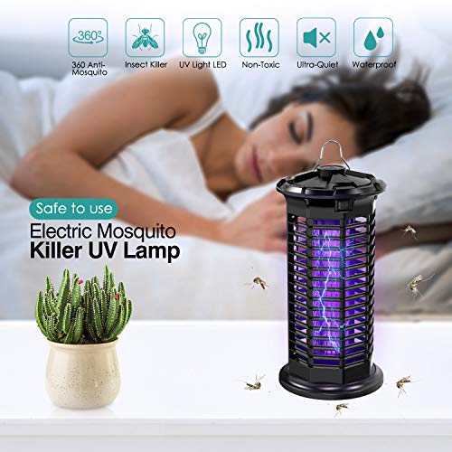 Aerb Lámpara Antimosquitos, LED Mosquito Lámpara Trampa, 10W de Luz UV, 1000V Potencia de Alto Voltaje, Matar Mosquitos, Moscas, Polillas, Hogar, para 400 sq ft