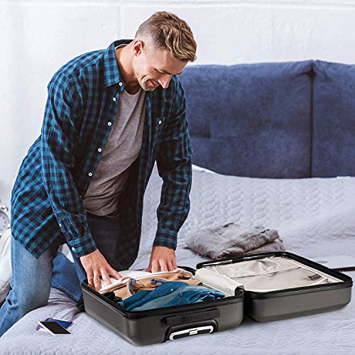 Aerolite ABS Maleta Equipaje de mano cabina rígida ligera con 4 ruedas, 55cm, Gris oscuro Aerolite ABS Maleta Equipaje de mano cabina rígida ligera con 4 ruedas, 55cm, Gris oscuro