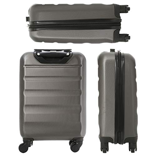 Aerolite ABS Maleta Equipaje de mano cabina rígida ligera con 4 ruedas, 55cm, Gris oscuro