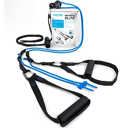 aeroSling Sling Trainer Elite, Suspension Trainer para el Entrenamiento de Todo el Cuerpo con su Propio Peso Corporal, Incluyendo DVD de Fitness Online con Planes de Entrenamiento, Anclaje de Puerta