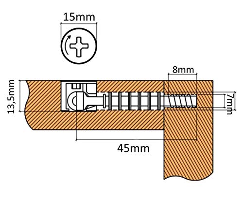 AERZETIX: 30 Juegos de Tornillos de empalmes Racor de Montaje rastex para Paneles 18mm de Muebles 15/7mm C41548