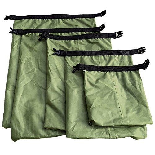 Aesy Bolsa Estanca, Bolsa Impermeable, Bolsa Seco, Ligero, Ultra Ligero, para Kayak, Senderismo, Viaje, Bicicleta, Surf, 5 Juegos (1.5L / 2.5L / 3.5/4.5L / 6L) (Verde)