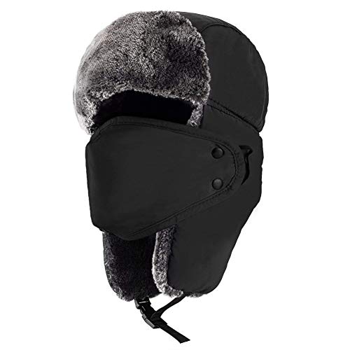 Aesy Sombrero de Invierno, Sombrero de Felpa, Invierno Gorros Rusos de Soldado, Caliente Gorro, Ushanka Oreja Solapa Barbilla Correa y A Prueba de Viento Máscara Aesy Sombrero de Invierno, Sombrero de Felpa, Invierno Gorros Rusos de Soldado, Caliente Gorro, Ushanka Oreja Solapa Barbilla Correa y A Prueba de Viento Máscara