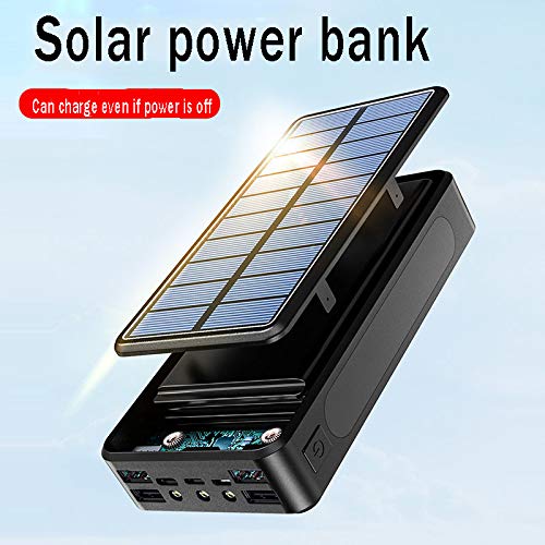 AEU Power Bank 50000Mah 2020 Nueva Versión Batería Externa Carga Rápida PD18W, Cargador Solar con Carga Inalambrica, 4 Salidas USB Y 1 USB-C LED Linterna SOS 3 Modos para Teléfono Móvil, Tableta