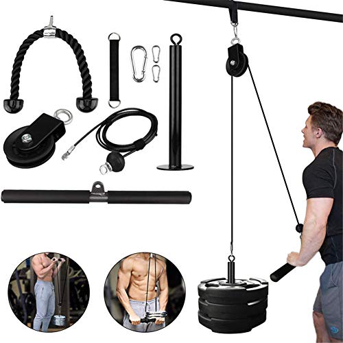 AFF Sistema de Cable de polea de Fitness Longitud Ajustable Gimnasio casero Fácil instalación, para Lat Pull Downs, Flexiones de bíceps, Extensiones de tríceps Fitness Gym Workout