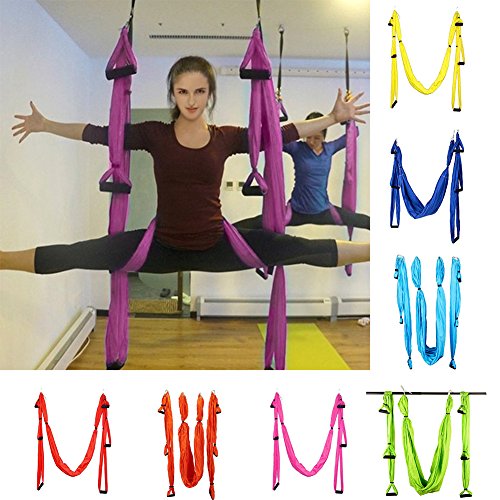 Afittel0 Hamaca de Yoga, Yoga antigravedad Pilates Flying Swing Hamaca de Yoga con Eslinga y Bolsa de Almacenamiento de Tela para niños o Adultos