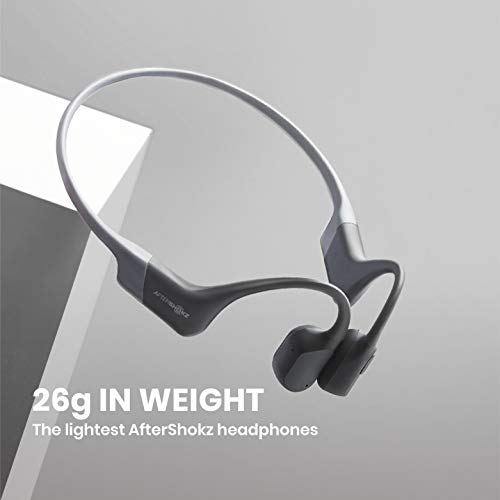 AfterShokz Aeropex, Auriculares Deportivos Inalámbricos con Bluetooth 5.0, Tecnología de Conducción Ósea, Diseño Open-Ear, Resistente al Polvo y al Agua IP67,Lunar Grey