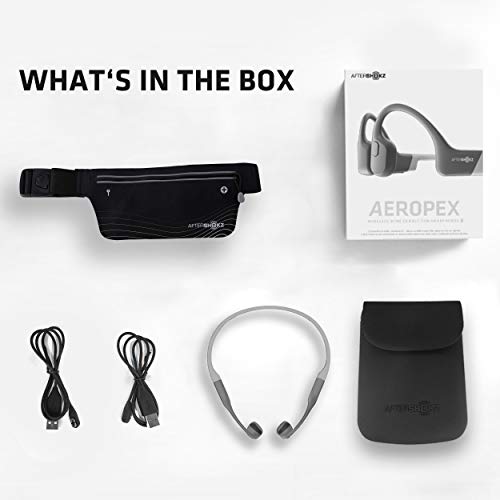 AfterShokz Aeropex, Auriculares Deportivos Inalámbricos con Bluetooth 5.0, Tecnología de Conducción Ósea, Diseño Open-Ear, Resistente al Polvo y al Agua IP67,Lunar Grey