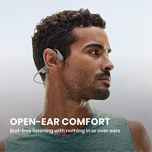 AfterShokz Aeropex, Auriculares Deportivos Inalámbricos con Bluetooth 5.0, Tecnología de Conducción Ósea, Diseño Open-Ear, Resistente al Polvo y al Agua IP67,Lunar Grey