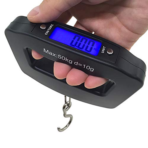 AFUNTA 50Kg / 10g LCD Inicio Electrónica Digital portátil para Colgar del Gancho del Peso del Equipaje del Viaje Escala AFUNTA 50Kg / 10g LCD Inicio Electrónica Digital portátil para Colgar del Gancho del Peso del Equipaje del Viaje Escala