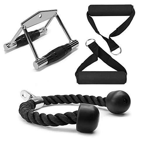 Agarres Poleas Gym, Accesorio de manija en V con Empuñadura de Goma, Mango de Resistencia para Ejercicios, Cuerda de Tríceps, Equipo Deportivo de Entrenamiento de Fuerza