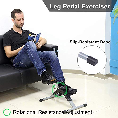 AGM Pedales Estaticos, Mini Bicicleta Estática, Pedaleador Plegable LCD Pantalla, Máquinas de Piernas para Entrenamiento de Brazos y Piernas Resistencia Ajustable (Negro C)