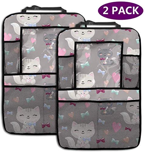 AGnight 2 Pack Backseat Car Organizer Lovely Cartoon Cats Arcos Bolsillos de Almacenamiento Back Seat Organizer Organizador de Asiento de Coche