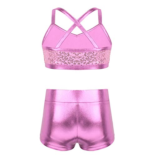 Agoky Ropa Deportiva de Danza Lentejuelas para Niñas Tankini Conjunto Maillot de Gimnasia Rítmica Crop Top Pantalones Cortos Leotardo Yoga Fitness Rosa 7-8 años Agoky Ropa Deportiva de Danza Lentejuelas para Niñas Tankini Conjunto Maillot de Gimnasia Rítmica Crop Top Pantalones Cortos Leotardo Yoga Fitness Rosa 7-8 años