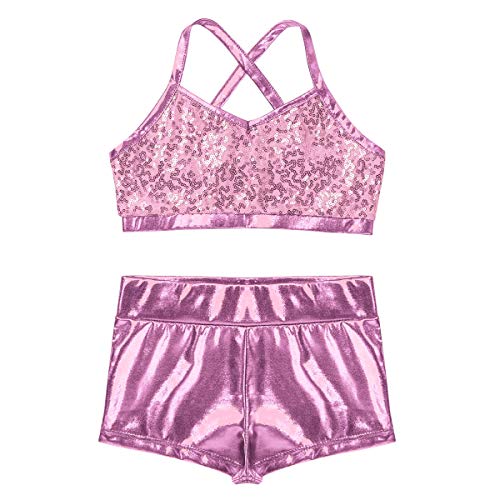 Agoky Ropa Deportiva de Danza Lentejuelas para Niñas Tankini Conjunto Maillot de Gimnasia Rítmica Crop Top Pantalones Cortos Leotardo Yoga Fitness Rosa 7-8 años Agoky Ropa Deportiva de Danza Lentejuelas para Niñas Tankini Conjunto Maillot de Gimnasia Rítmica Crop Top Pantalones Cortos Leotardo Yoga Fitness Rosa 7-8 años