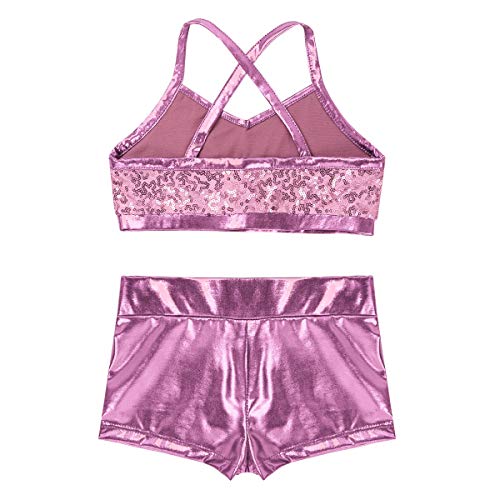 Agoky Ropa Deportiva de Danza Lentejuelas para Niñas Tankini Conjunto Maillot de Gimnasia Rítmica Crop Top Pantalones Cortos Leotardo Yoga Fitness Rosa 7-8 años Agoky Ropa Deportiva de Danza Lentejuelas para Niñas Tankini Conjunto Maillot de Gimnasia Rítmica Crop Top Pantalones Cortos Leotardo Yoga Fitness Rosa 7-8 años