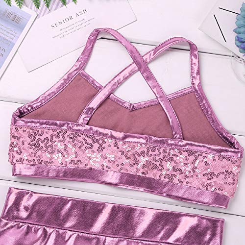 Agoky Ropa Deportiva de Danza Lentejuelas para Niñas Tankini Conjunto Maillot de Gimnasia Rítmica Crop Top Pantalones Cortos Leotardo Yoga Fitness Rosa 7-8 años Agoky Ropa Deportiva de Danza Lentejuelas para Niñas Tankini Conjunto Maillot de Gimnasia Rítmica Crop Top Pantalones Cortos Leotardo Yoga Fitness Rosa 7-8 años