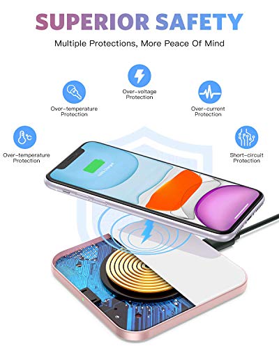 AGPTEK 15W Cargador Inalámbrico Rápido, Qi Wireless Charger 15W/10W/7.5W/5W para iPhone SE 2020 11/11 Pro MAX/XS/XR/X/8 Plus, AirPods Pro, Galaxy S20/Note 10/S10/S10e/S9/Note 8/S8/S7…