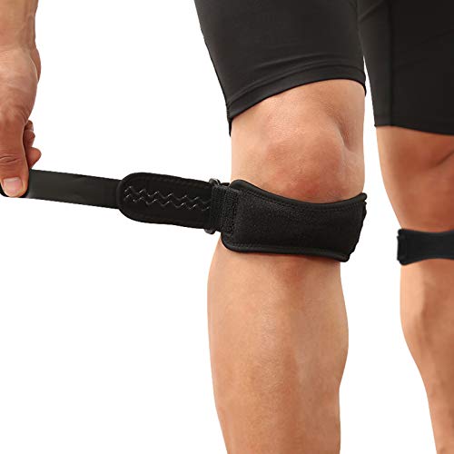 AGPTEK 2 Pack Rodillera Ajustable, Rodilla Protector Correa Rotuliana para Tendón Alivio de la Tendinitis, la estabilización de la Articulación en Tenis, Correr, Saltar, Béisbol, Escalada ect, Negro