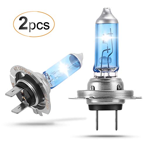 AGPTEK 2x H7 Bombilla Para Faros Delanteros 12V 55W, Super Blanco Lámpara Halógena 6000K, Blanco Frío