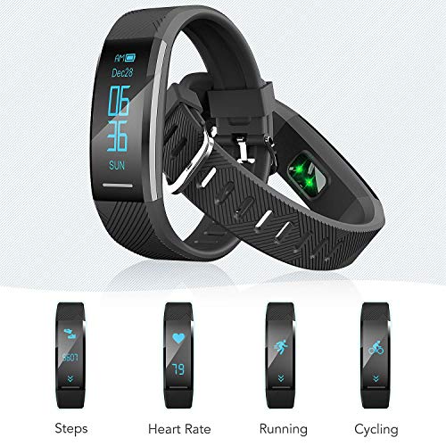 AGPTEK Pulsera de Actividad Inteligente Impermeable IP67, Reloj Deportivo con GPS Podómetro, Monitor de Ritmo, Calorías, Sueño Notificación etc para Hombre Mujer Niños, Negro C11