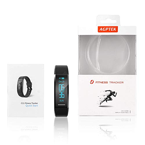 AGPTEK Pulsera de Actividad Inteligente Impermeable IP67, Reloj Deportivo con GPS Podómetro, Monitor de Ritmo, Calorías, Sueño Notificación etc para Hombre Mujer Niños, Negro C11