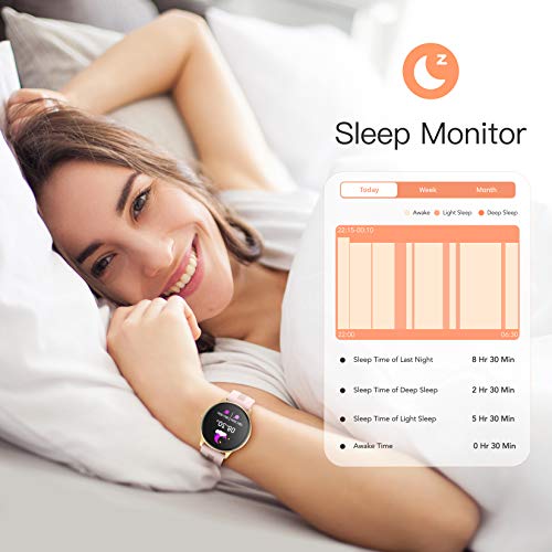 AGPTEK Smartwatch Mujer, Reloj Inteligente Deportivo 1.3 Pulgadas Táctil Completa IP68, Monitor de Sueño, Seguimiento del Menstrual, Control de Musica, Regalo Navidad