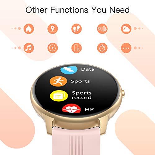 AGPTEK Smartwatch Mujer, Reloj Inteligente Deportivo 1.3 Pulgadas Táctil Completa IP68, Monitor de Sueño, Seguimiento del Menstrual, Control de Musica, Regalo Navidad