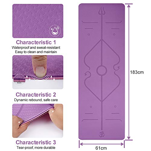 AGRLTOGD Esterilla Yoga,Esterilla Deporte Antideslizante con Material ecológico TPE, Colchoneta Yoga Esterilla Pilates para Pilates/Deporte/Gimnasio,Púrpura-Roza AGRLTOGD Esterilla Yoga,Esterilla Deporte Antideslizante con Material ecológico TPE, Colchoneta Yoga Esterilla Pilates para Pilates/Deporte/Gimnasio,Púrpura-Roza