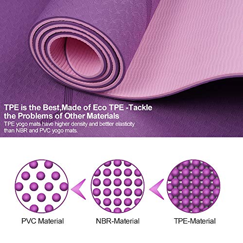 AGRLTOGD Esterilla Yoga,Esterilla Deporte Antideslizante con Material ecológico TPE, Colchoneta Yoga Esterilla Pilates para Pilates/Deporte/Gimnasio,Púrpura-Roza AGRLTOGD Esterilla Yoga,Esterilla Deporte Antideslizante con Material ecológico TPE, Colchoneta Yoga Esterilla Pilates para Pilates/Deporte/Gimnasio,Púrpura-Roza