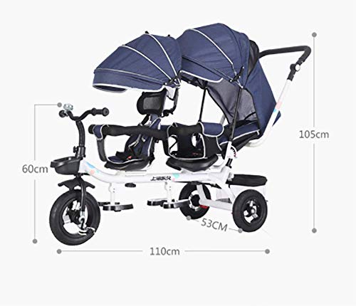 AI-QX Triciclo Bebé Plegable 4 en 1 Trike Bicicleta para Niños triciclos los niños de Dobles Bicicletas bebé de los Gemelos de la Carretilla de 6 Meses a 7 Años Máx 100 kg,A