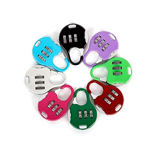 Aibada Mini Candado de 3 dígitos, combinación reajustable para equipaje de viaje, código de bloqueo de maleta, color aleatorio, paquete de 6 Aibada Mini Candado de 3 dígitos, combinación reajustable para equipaje de viaje, código de bloqueo de maleta, color aleatorio, paquete de 6
