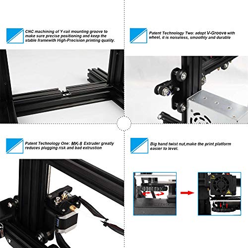 Aibecy creality 3D Ender-3 Impresora 3D DIY Easy-assemble 220 * 220 * 250mm Tamaño de Impresión con Resume Printing Support PLA, ABS, TPU