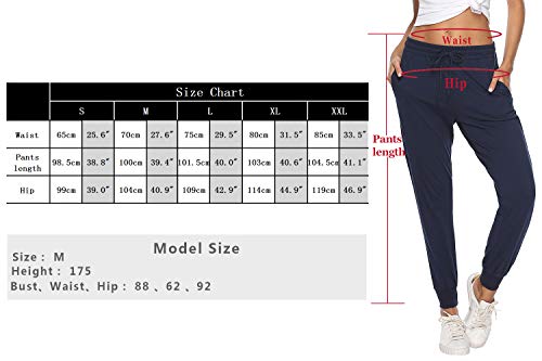 Aibrou 100% Algodón Pantalones Deportivos para Mujer Pantalones de Pijama Largos Primavera Verano Pantalón de Chándal con Bolsilpara Gimnasio Deportes Correr Jogging