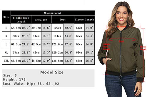 Aibrou Chaqueta Bomber Mujer Invierno,Cazadora Oversize,Suelto y cómodo Estilo Neutro,Casual Uniforme Beisbol con Cremallera,Cazadora Bomber Chaqueta Ligera (Ejercito Verde, M)