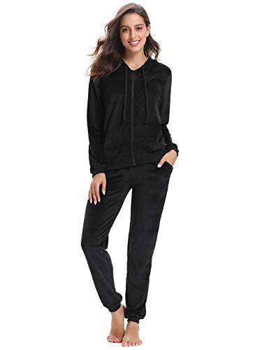 Aibrou Conjunto Chándal de Terciopelo de Mujer,Sudadera con Capucha y Cremallera con Pantalón de Sudor Conjunto Gemelo Manga Larga Conjunto de Abrigo Deportivo de Terciopelo Pijamas (Negro, XXL) Aibrou Conjunto Chándal de Terciopelo de Mujer,Sudadera con Capucha y Cremallera con Pantalón de Sudor Conjunto Gemelo Manga Larga Conjunto de Abrigo Deportivo de Terciopelo Pijamas (Negro, XXL)