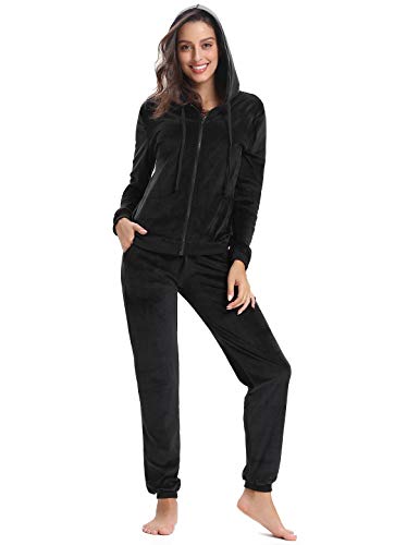 Aibrou Conjunto Chándal de Terciopelo de Mujer,Sudadera con Capucha y Cremallera con Pantalón de Sudor Conjunto Gemelo Manga Larga Conjunto de Abrigo Deportivo de Terciopelo Pijamas (Negro, XXL) Aibrou Conjunto Chándal de Terciopelo de Mujer,Sudadera con Capucha y Cremallera con Pantalón de Sudor Conjunto Gemelo Manga Larga Conjunto de Abrigo Deportivo de Terciopelo Pijamas (Negro, XXL)