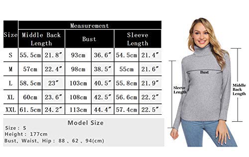 Aibrou Jersey de Mujer Sólido Ligero Suave Elástico Manga Larga Jerséis de Punto Jersey de Cuello Alto Jersey con Textura de Rayas oblicuas (Negro L) Aibrou Jersey de Mujer Sólido Ligero Suave Elástico Manga Larga Jerséis de Punto Jersey de Cuello Alto Jersey con Textura de Rayas oblicuas (Negro L)