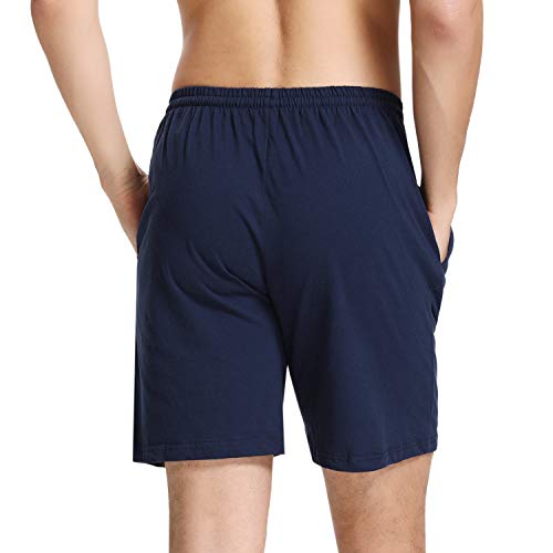 Aibrou Pantalon Pijama Corto Hombre Salón Pantalones Cortos Elástico Verano de 100% Algodon, Pack 1&2