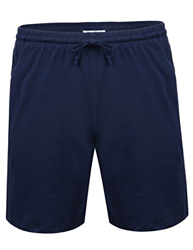 Aibrou Pantalon Pijama Corto Hombre Salón Pantalones Cortos Elástico Verano de 100% Algodon, Pack 1&2